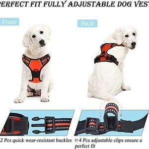 NWT Black And Orange Reflective Adjustable Dog Harness With Leash, Size XS